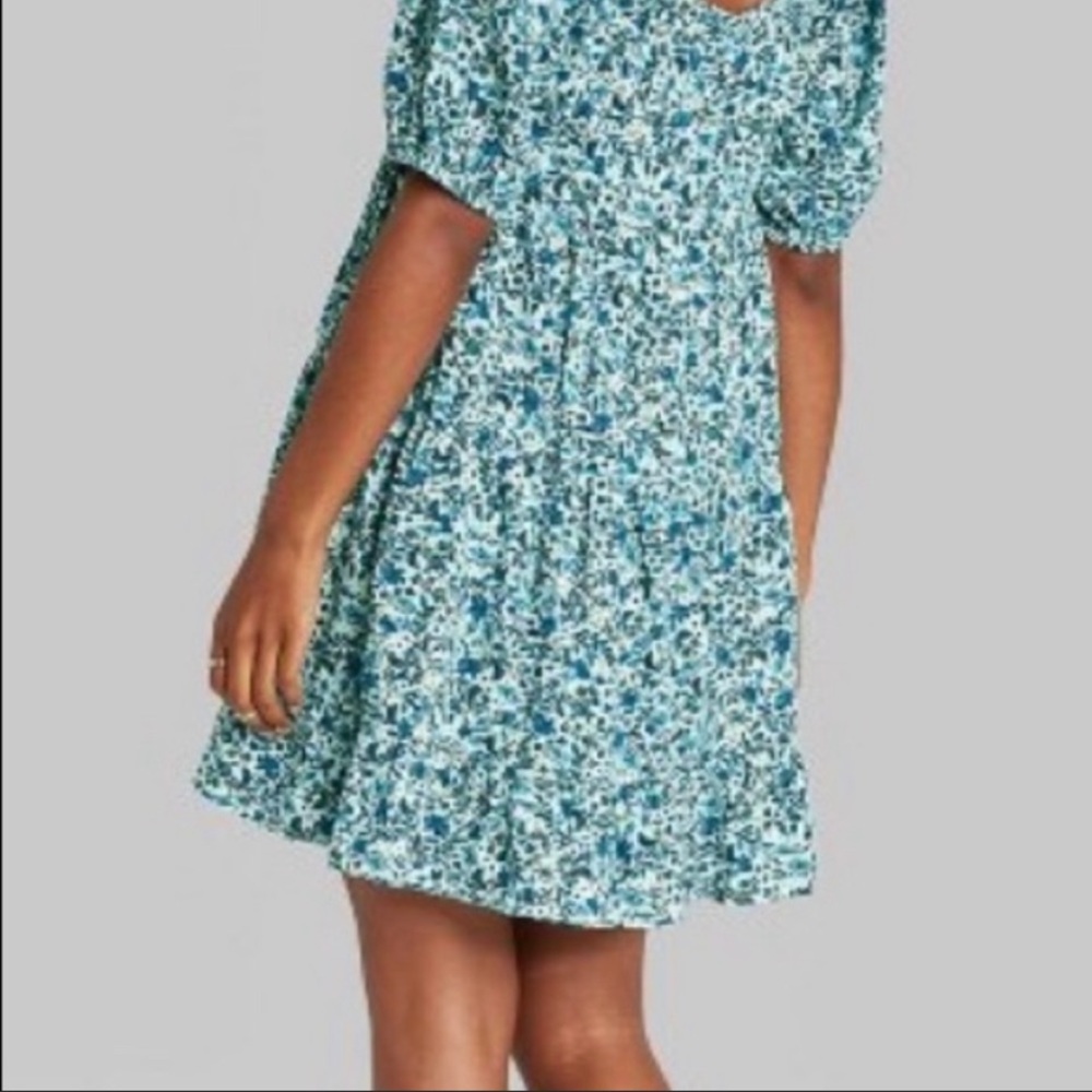 Wild Fable Blue Floral babydoll mini dress M NWT - Picture 6 of 16